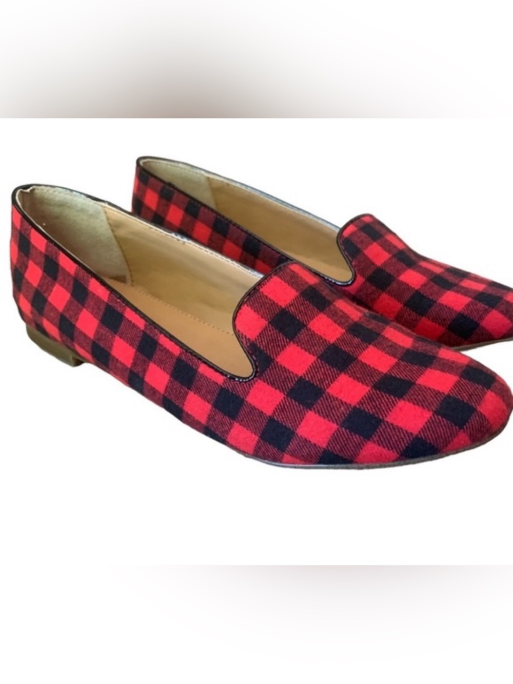 J.Crew Red and Black Buffalo Plaid Women's Loafers